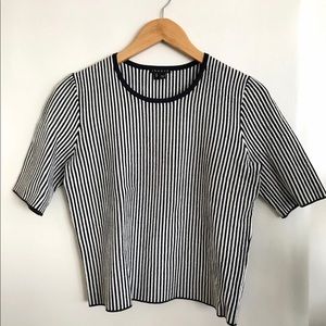 Theory Black & White Vertical Striped Sweater